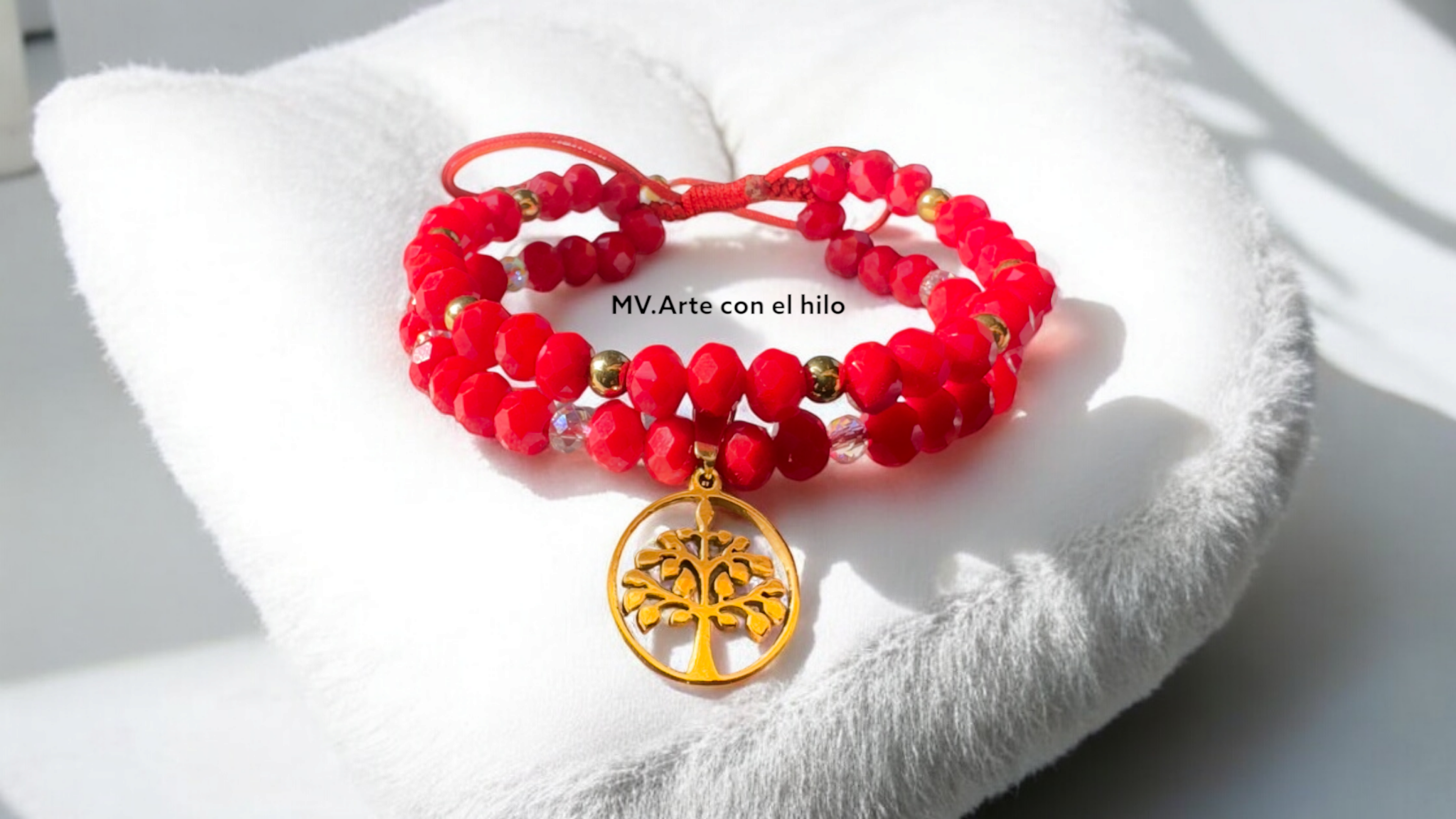 pulsera de piedras de Murano- red